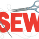 Sew Word with Scissors and Thread Embroidery Design, Instant Download