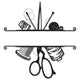 Sewing Tools Border Embroidery Design, Instant Download