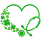 Shamrock Stethoscope Heart Embroidery Design, Instant Download