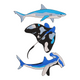 Shark Orca Ray Embroidery Design, Instant Download