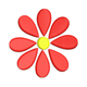 Simple Red Daisy Embroidery Design, Instant Download