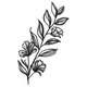 Single Line Floral Branch Embroidery Design, Sketch Pattern