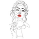 Single Line Woman Face with Red Lips Embroidery Design, Machine Embroidery Pattern, Instant Download