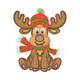 Sitting Reindeer with Winter Hat Embroidery Design, Instant Download
