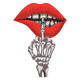 Skeleton Finger Lips Embroidery Design, Edgy Halloween Pinup Pattern, Instant Download