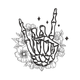 Skeleton Hand Floral Embroidery Design, Instant Download