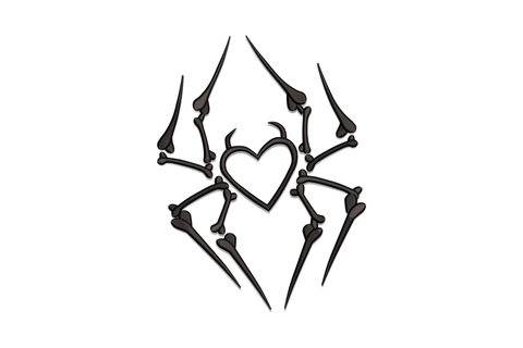 Skeleton hands forming heart halloween embroidery design, bony fingers making heart shape, single colour, 5 sizes from 3.5 to 7.5 inches
