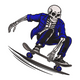 Skeleton Skateboard Embroidery Design, Halloween Skate Punk Pattern, Instant Download