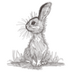 Sketch Bunny Embroidery Design, Instant Download