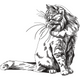 Sketch Cat Embroidery Design, Hand-Drawn Cat Outline Pattern, Instant Download