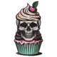 Skull Cupcake Embroidery Design, Spooky Halloween Bakery Pattern, Instant Download