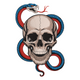 Skull Snake Embroidery Design, Halloween Tattoo Style Red Blue Pattern