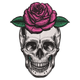 Skull Pink Rose Embroidery Design, Gothic Halloween Floral Tattoo Pattern, Instant Download