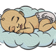 Sleeping Baby on Cloud Embroidery Design, Nursery Pattern, Instant Download