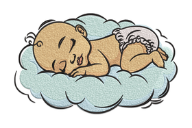 Sleeping Baby on Cloud Embroidery Design, Nursery Pattern, Instant Download
