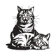 Sleeping Cat Pair Embroidery Design, Instant Download