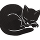 Sleeping Cat Silhouette Embroidery Design, Cat Lover Machine Embroidery Pattern, Instant Download