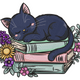 Sleeping Cat on Books Embroidery Design, Instant Download