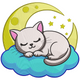 Sleeping Cat on Moon and Cloud Embroidery Design, Instant Download