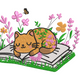 Sleeping Cat on Open Book Embroidery Design, Instant Download