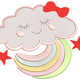 Sleeping Cloud and Rainbow Moon Embroidery Design, Instant Download