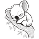 Sleeping Koala Line Art Embroidery Design, Instant Download