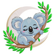 Sleeping Koala on Moon Branch Embroidery Design, Instant Download