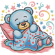 Sleeping Teddy Bear Embroidery Design, Nursery Baby Pattern, Instant Download