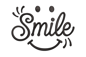 Smile Script Face Embroidery Design, Instant Download