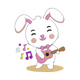 Smiling Bunny Playing Ukulele Embroidery Design, Instant Download