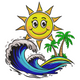 Smiling Sun & Beach Wave Embroidery Design, Instant Download