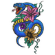 Snake with Flowers Embroidery Design, Instant Download