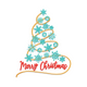 Snowflake Swirl Christmas Tree Embroidery Design, Instant Download