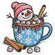 Snowman Hot Cocoa Mug Embroidery Design, Winter Cozy Christmas Pattern, Instant Download
