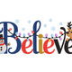 Believe Snowman Reindeer Embroidery Design, Christmas Word Art Pattern, Instant Download