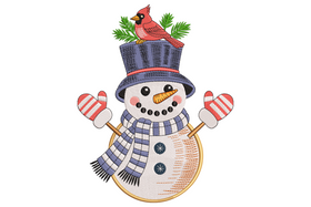 Snowman with Cardinal Embroidery Design, Instant Download
