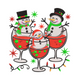 Snowmen in Wine Glasses Embroidery Design, Instant Download