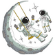 Space Astronaut Swing on Moon Embroidery Design, Instant Download