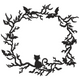 Spooky Cat Bat Vine Wreath Halloween Embroidery Design, Machine Embroidery Pattern, Instant Download