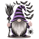 Spooky Gnome with Broom and Spider Embroidery Design, Halloween Machine Embroidery, Instant Download