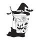 Spooky Pumpkin Coffee Cup Halloween Embroidery Design, Machine Embroidery Pattern, Instant Download