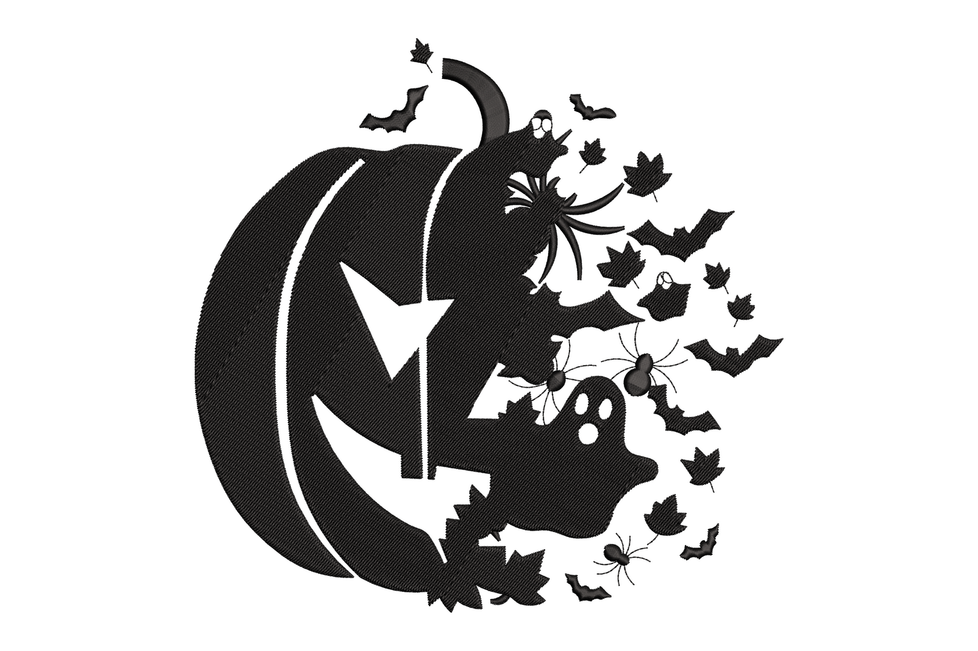 Halloween pumpkin ghost embroidery, ghost rising from jack-o-lantern, single colour, 6 sizes machine embroidery pattern