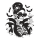 Spooky Skeleton Girl Cocktail Halloween Embroidery Design, Instant Download