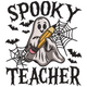 Spooky Teacher Ghost Embroidery Design, Halloween Machine Embroidery Pattern, Instant Download