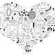 Sports Equipment Heart Line Art Embroidery Design, Fitness Pattern, Instant Download
