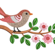 Spring Bird on Blossom Branch Embroidery Design, Machine Embroidery Pattern, Instant Download