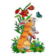 Spring Bunny with Flowers Embroidery Design, Instant Download