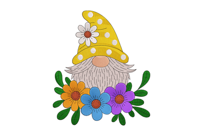 Spring Floral Gnome Embroidery Design, Machine Embroidery Pattern, Instant Download