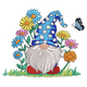 Spring Flower Gnome Embroidery Design, Whimsical Garden Gnome Machine Embroidery, Instant Download