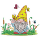 Spring Garden Gnome Embroidery Design, Whimsical Machine Embroidery Pattern, Instant Download